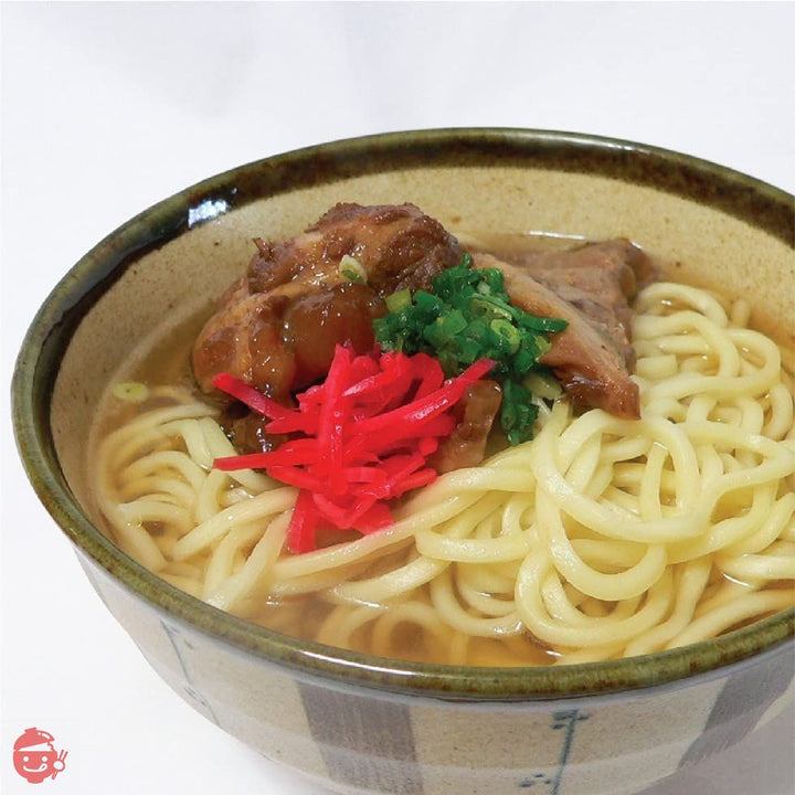 炙り軟骨ソーキそば 4人前セット 沖縄そば 【乾麺】 かつお豚骨のそばダシと炙り軟骨ソーキ 紅しょうが こーれーぐーす付き 沖縄のソウルフードがお家で簡単に食べられる ※ねぎはお客様のお好みでご用意くださいの画像