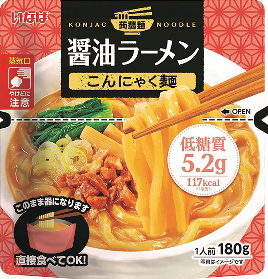 【低糖質】いなば 国産 醤油ラーメンこんにゃく麺180g×6個の画像