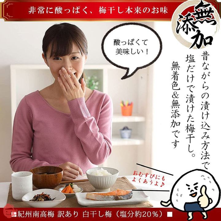 うめ海鮮 紀州南高梅 梅干し 無添加 厳選 白干し梅 400g 塩分20% 熱中症対策【 大粒 昔ながらの 酸っぱい梅干し 塩のみ 】 梅干 すっぱい 白梅干し 訳あり つぶれ梅 訳あり 国産 無添加梅干し うめぼし うめ わけあり プレゼントの画像