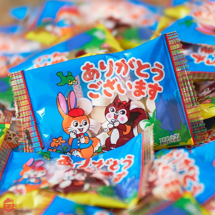 吉松 カクダイ製菓 クッピーラムネ ありがとう ございます 1kg ( 個包装 / 約100~105個入り ) 業務用 駄菓子 メッセージ お礼 ( まいガム工房 )の画像