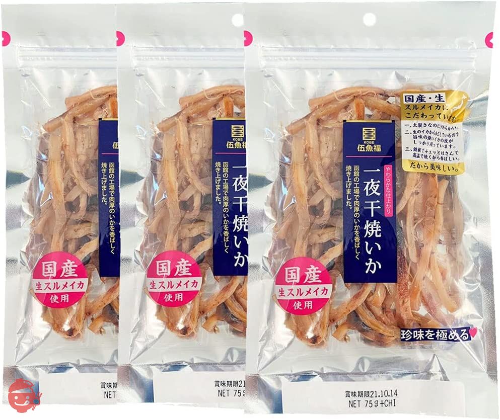 おつまみ イカ いか 一夜干し 【 一夜干焼いか 3袋 セット 】 晩酌 家飲み 宅飲み 日本酒 焼酎 おつまみ 国産 スルメイカ 伍魚福 つまみ 珍味 イカ 酒のつまみ 人気商品の画像