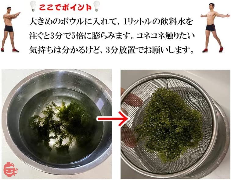 海ぶどう 塩漬けなので賞味期限が長くて便利 水に戻せば5倍に膨らむ大容量 でも新鮮でビックリ 味で勝負 ご当地グルメ 常温 m02 (1パック(2食入))の画像