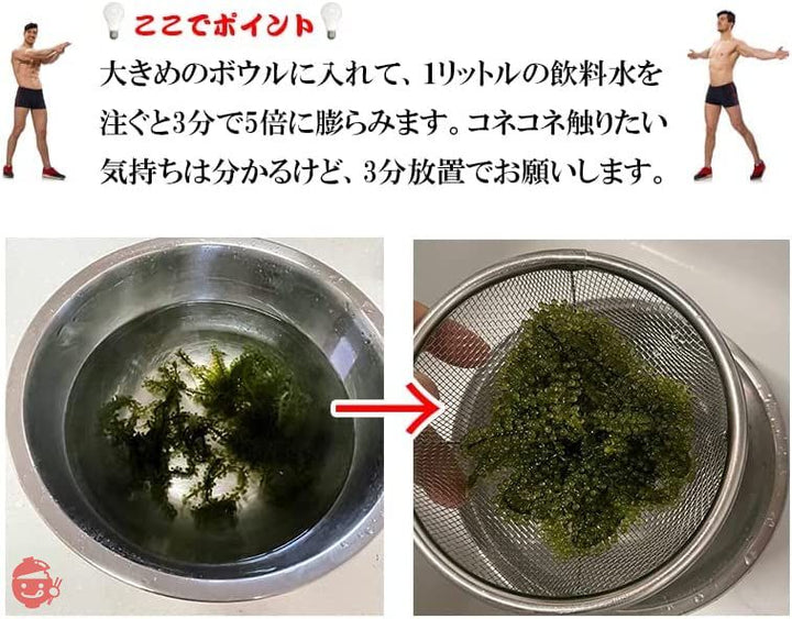 海ぶどう 塩漬けなので賞味期限が長くて便利 水に戻せば5倍に膨らむ大容量 でも新鮮でビックリ 味で勝負 ご当地グルメ 常温 m02 (1パック(2食入))の画像