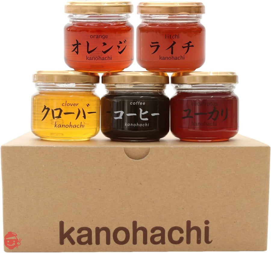 はちみつ専門店【かの蜂】 蜂蜜 お試し 5個 セット (ライチ・オレンジ・ユーカリ・クローバー・コーヒー)各90gの画像