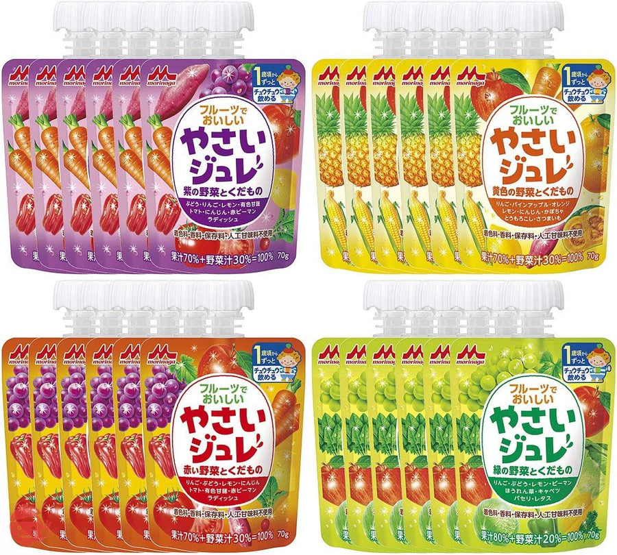 森永 フルーツでおいしい やさいジュレ 【1歳頃から】70g×24袋 (4種×各6袋)【1歳頃から】の画像