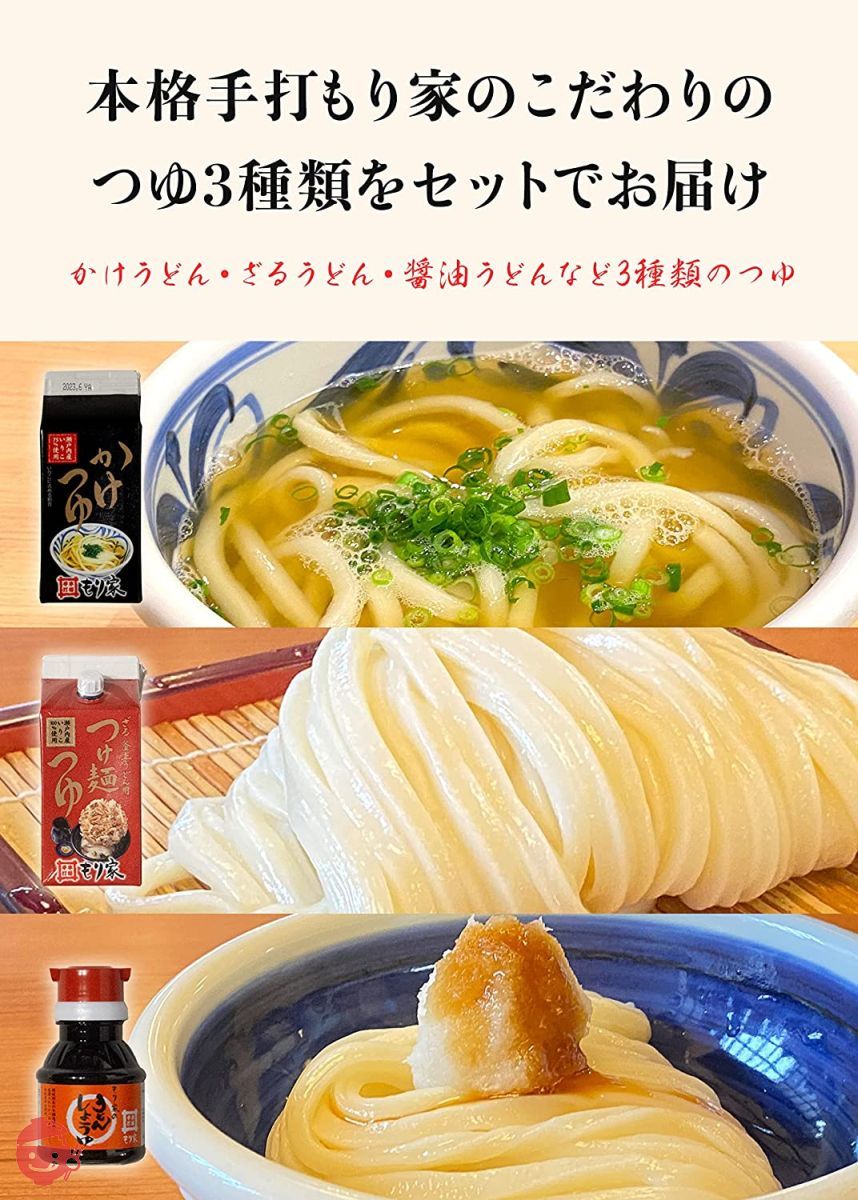 香川 本格手打 もり家 半生 うどん セット(つゆ3種類+徳島産すだち果汁付き)【年間15万人が訪れる香川屈指の人気店】 讃岐うどん さぬきうどん 16人前の画像