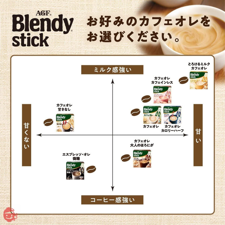 AGF ブレンディスティック カフェオレ カロリーハーフ 8本 ×6箱 【 スティックコーヒー 】 【 粉末 】の画像