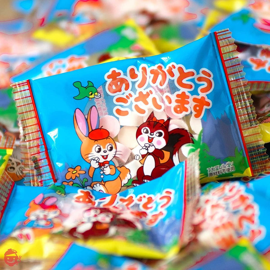 吉松 感謝の気持ちが伝わる ありがとう クッピーラムネ カクダイ製菓 ( 約50個入り 500g / 個包装 ) 退職 プチギフト お菓子 業務用 駄菓子 メッセージ お礼 ( まいガム工房 )の画像