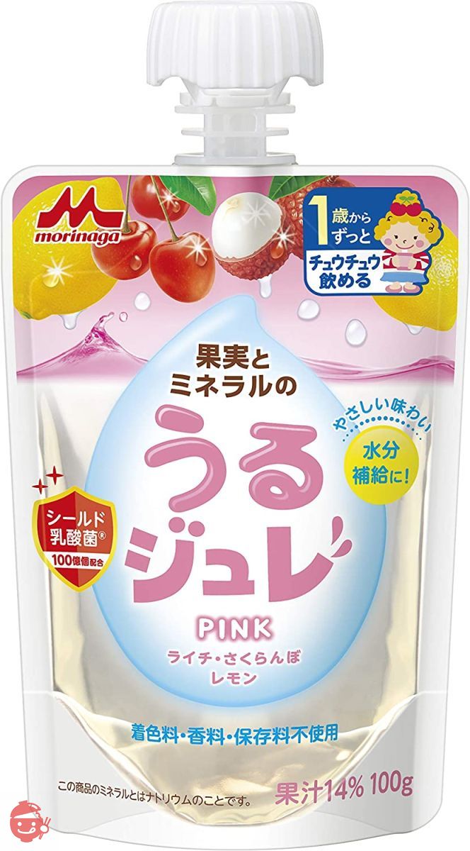 森永 果実とミネラルのうるジュレ PINK (ライチ・さくらんぼ・レモン) 果実とミネラルの水分補給ジュレ 【1歳頃からずっと】 ×6個の画像