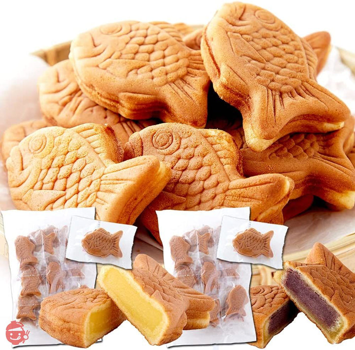 多田製菓 天然生活 もっちりたい焼き ミニ鯛焼き 和菓子 個包装 おやつ 常温 スイーツ (クリーム&あんこ)の画像