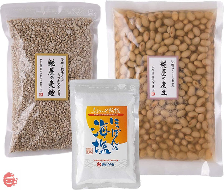糀屋本店 手作り麦味噌セット (まぜるだけ)仕上り約1kg 【手引き付き】の画像