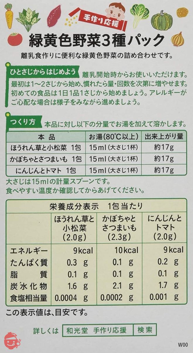 手作り応援 緑黄色野菜3種パック×6箱の画像