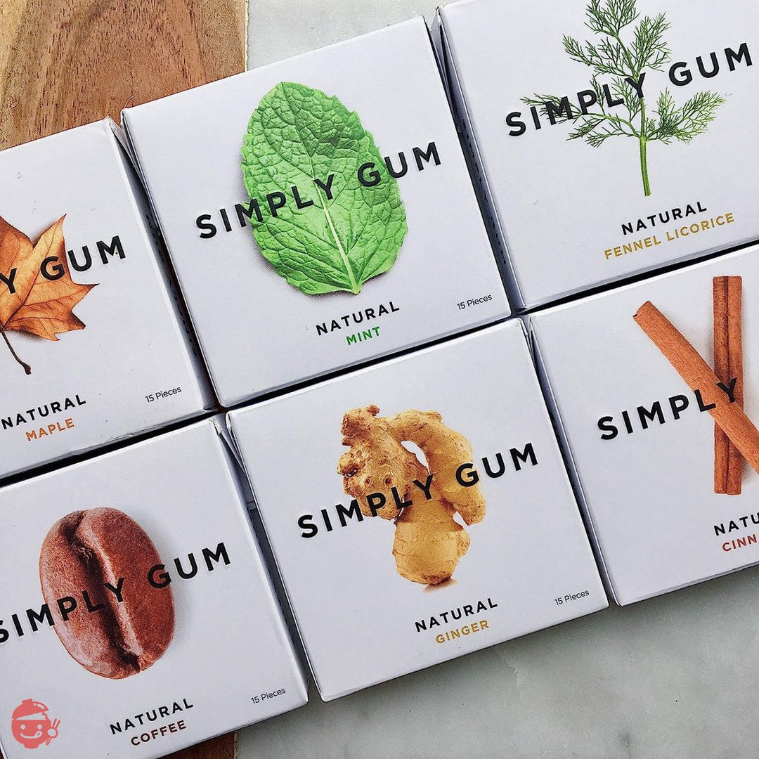 Simply Gum シンプリーガム 無添加チューインガム バラエティパック - オリジナル 6パック(合計90粒)植物由来 + アスパルテーム不使用 + 非遺伝子組み換え バラエティ(オリジナル)の画像