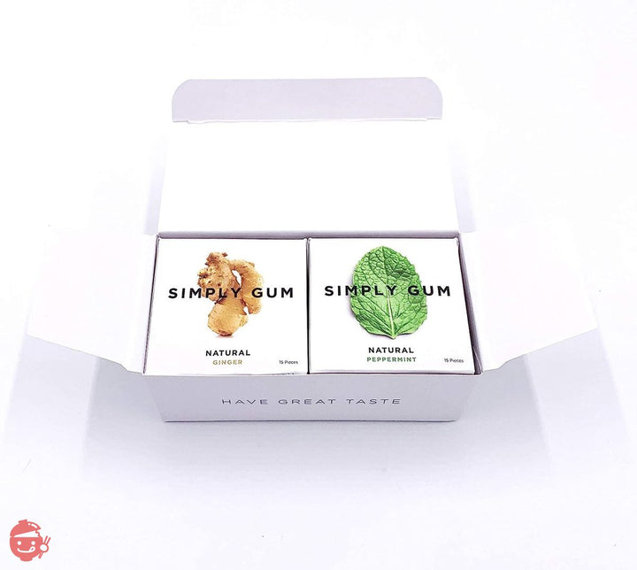 Simply Gum シンプリーガム 無添加チューインガム バラエティパック - オリジナル 6パック(合計90粒)植物由来 + アスパルテーム不使用 + 非遺伝子組み換え バラエティ(オリジナル)の画像