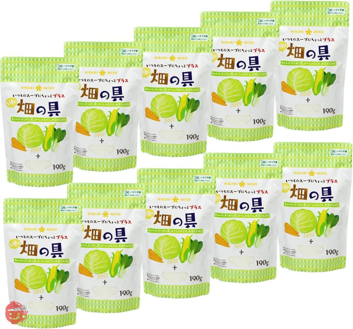ひかり味噌 畑の具 190g 10袋セット 5種の乾燥野菜(チンゲン菜 キャベツ にんじん とうもろこし 大豆たんぱく)の画像