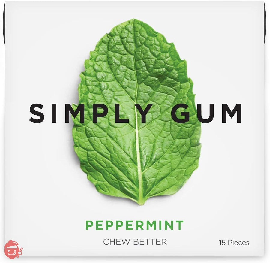 Simply Gum シンプリーガム チューインガム ペパーミント 6パック(合計90粒)ビーガン + 非遺伝子組み換え ペパーミントの画像