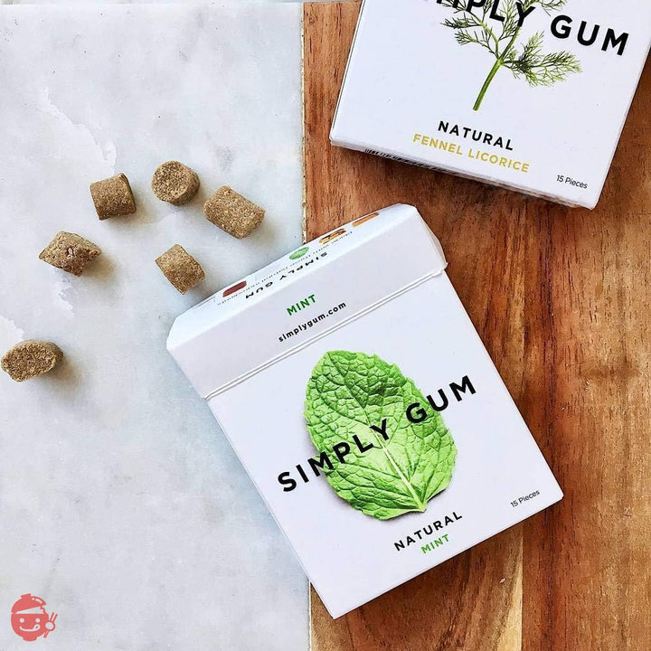 Simply Gum シンプリーガム チューインガム ペパーミント 6パック(合計90粒)ビーガン + 非遺伝子組み換え ペパーミントの画像