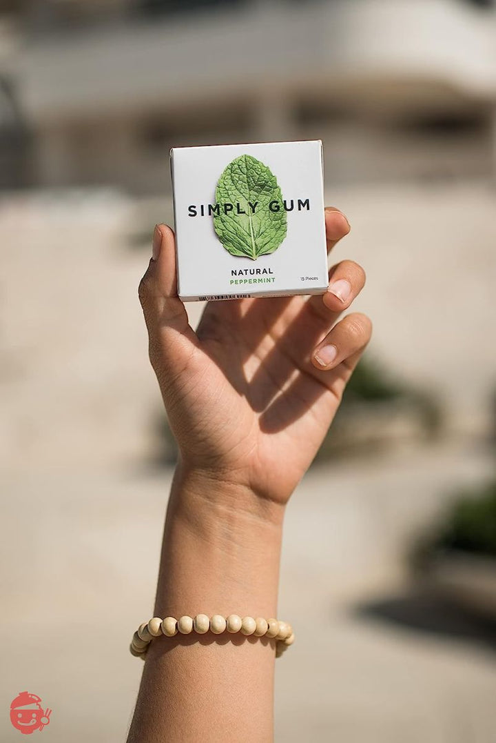 Simply Gum シンプリーガム チューインガム ペパーミント 6パック(合計90粒)ビーガン + 非遺伝子組み換え ペパーミントの画像