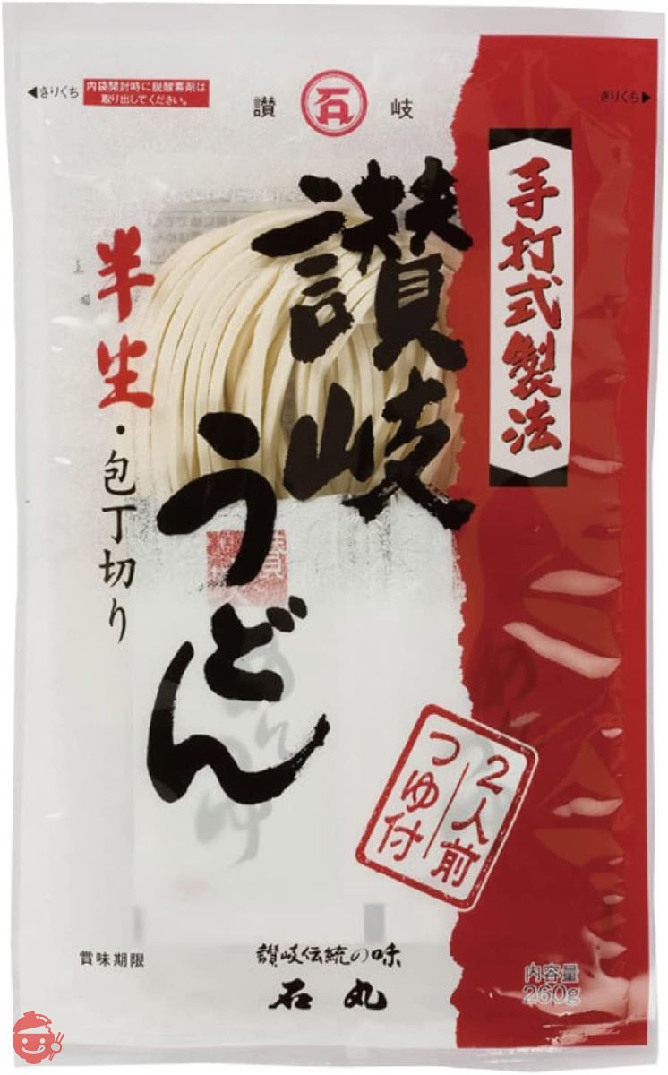 石丸製麺 半生讃岐うどん包丁切り(つゆ付) 260g(2人前)×6袋箱の画像