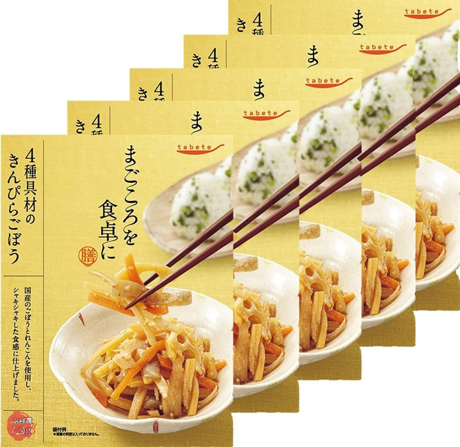【常温保存・レンジ可】国分グループ本社 tabete まごころを食卓に 膳 4種具材のきんぴらごぼう 70g×5個 保存食・レトルトおかず・一人暮らし・ギフトの画像