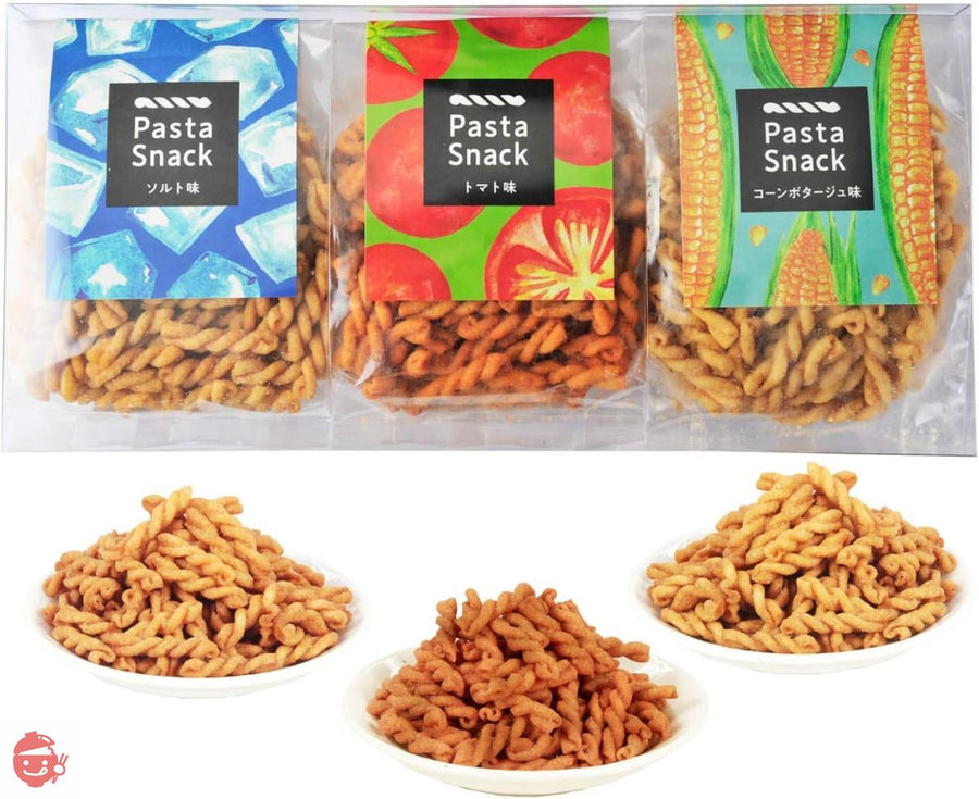三州総本舗 パスタスナック Pasta Snack カリカリ食感 お菓子 おつまみ (ギフト3袋入(ソルト、トマト、コーンポタージュ))の画像