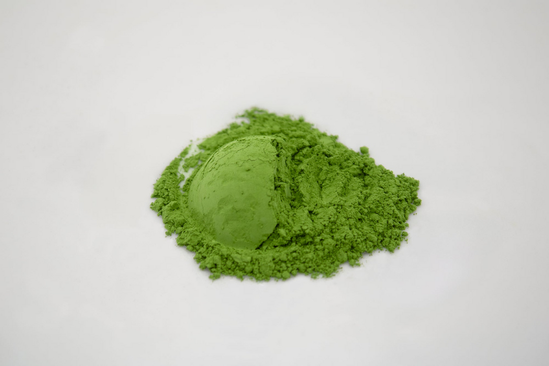 Vibrant green ceremonial grade matcha powder