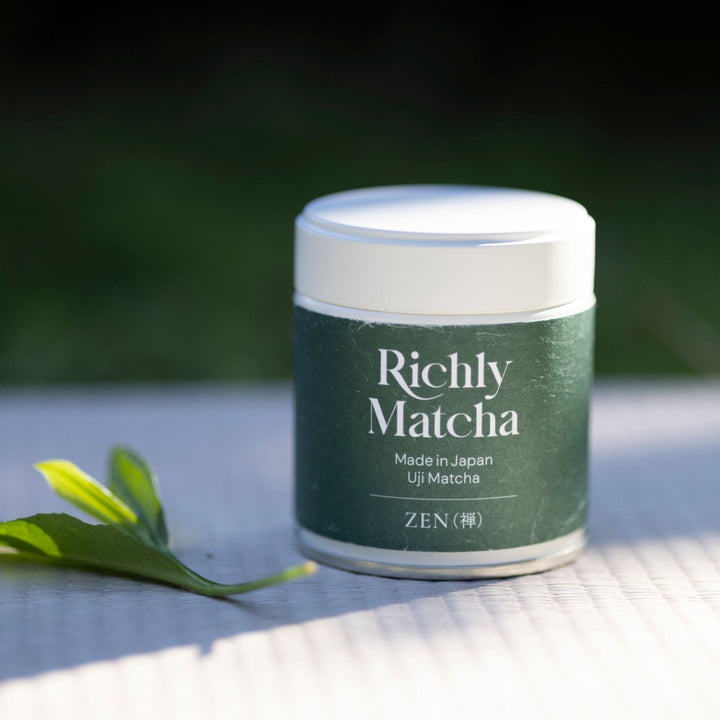 ZEN Uji matcha tin in natural light