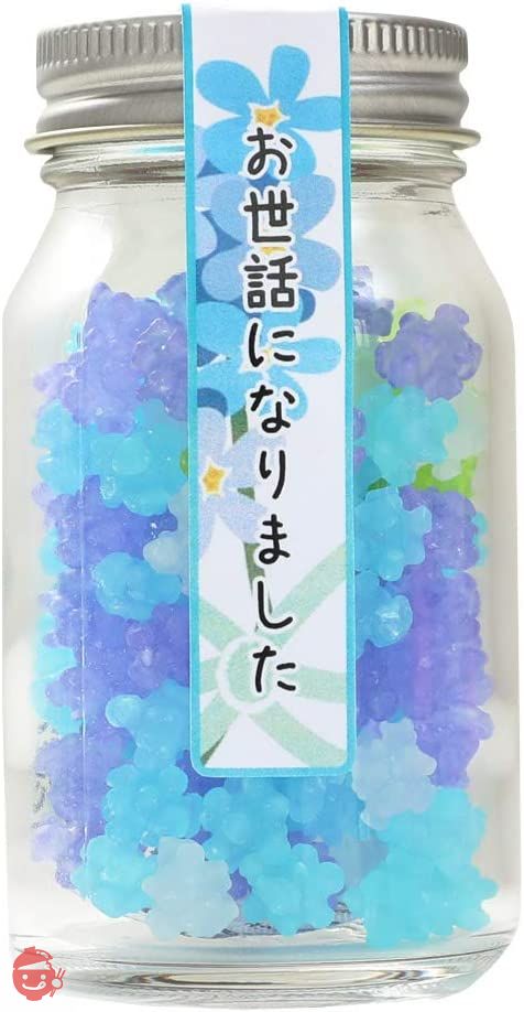 ふみこ農園 お返し 人気 退職のお礼やプチギフトに使える メッセージ入り金平糖（こんぺいとう）50g 瓶入り 忘れな草(お世話になりました)の画像