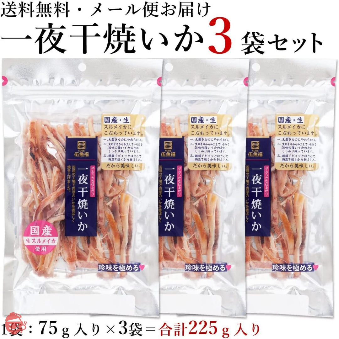 おつまみ イカ いか 一夜干し 【 一夜干焼いか 3袋 セット 】 晩酌 家飲み 宅飲み 日本酒 焼酎 おつまみ 国産 スルメイカ 伍魚福 つまみ 珍味 イカ 酒のつまみ 人気商品の画像