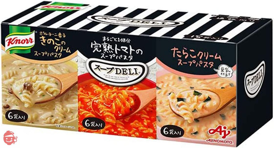 味の素 クノール スープ DELI バラエティボックス 18袋入 トマト/きのこ/たらこ (カップスープ スープ パスタ 食品 まとめ買い)の画像