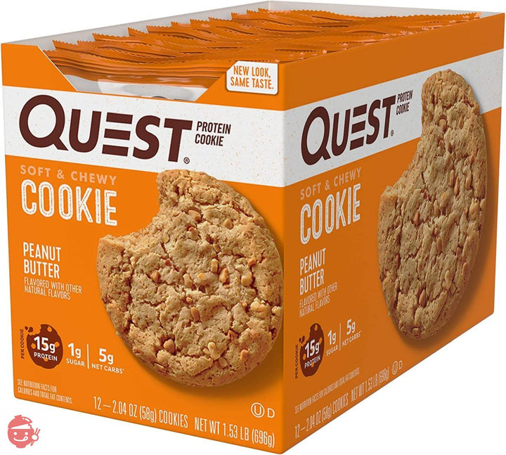 Quest Nutrition プロテインクッキー、高タンパク質、低炭水化物、グルテンフリー、大豆フリー、 ピーナッツバターの画像