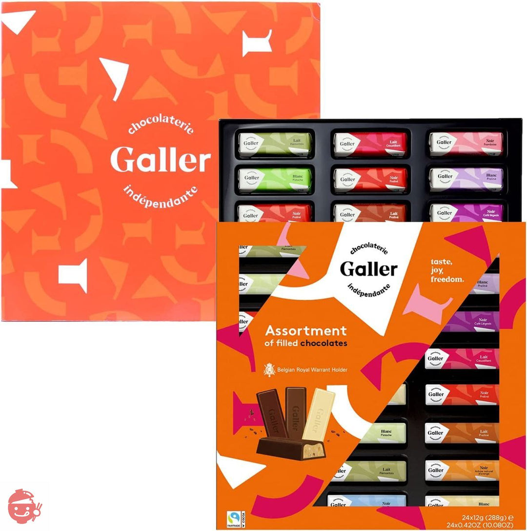 父への感謝ギフト Galler ベルギー王室御用達 ミニバー24本入 ラッピングセット (メッセージカード付) 手提げ袋付きの画像