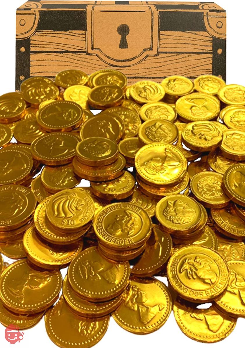 やおきん 宝箱 海賊金貨 チョコ コインチョコレート 約100枚（600ｇ） プレゼント 差し入れ (チョコレート詰め合わせ)の画像