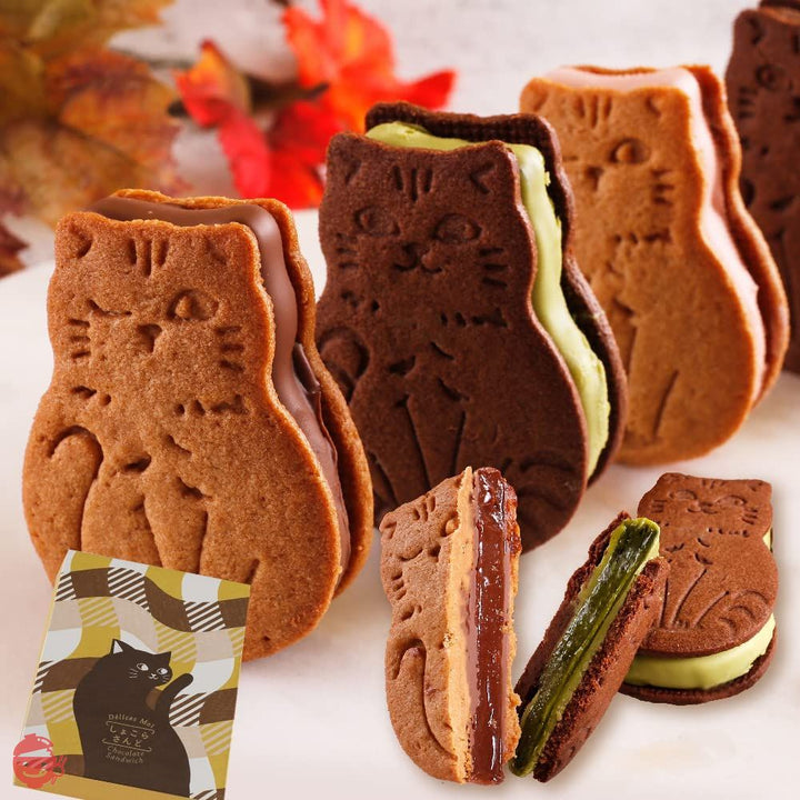 スイーツ 菓匠もりん 猫型ショコラサンド (4個入) 生チョコレート クッキーサンド おもしろ プチギフト スイーツ かわいい お取り寄せ…の画像