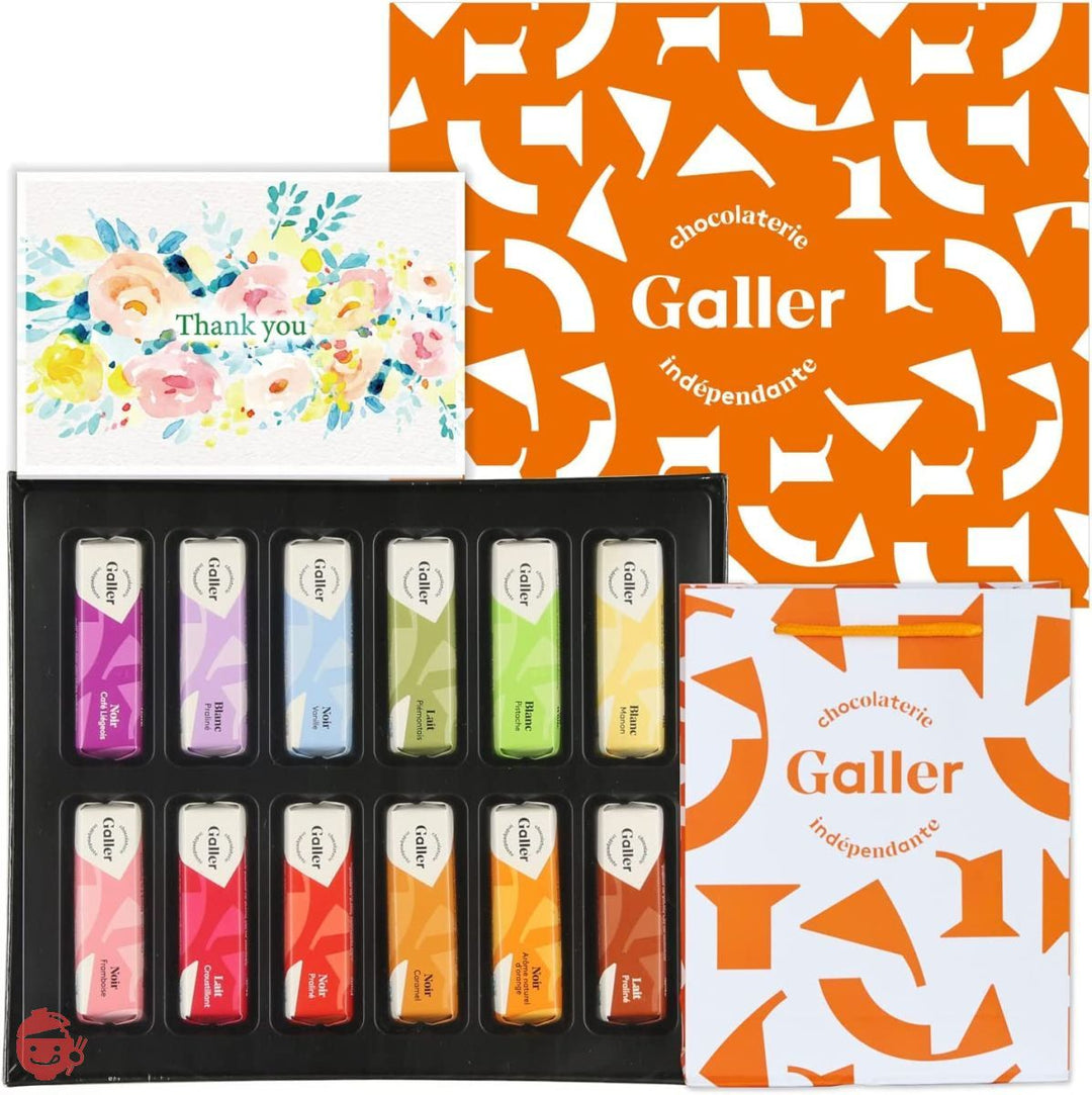 祖父母への感謝ギフト Galler ベルギー王室御用達 チョコレート ミニバー12本入 (メッセージカード付き) 手提げ袋付きの画像