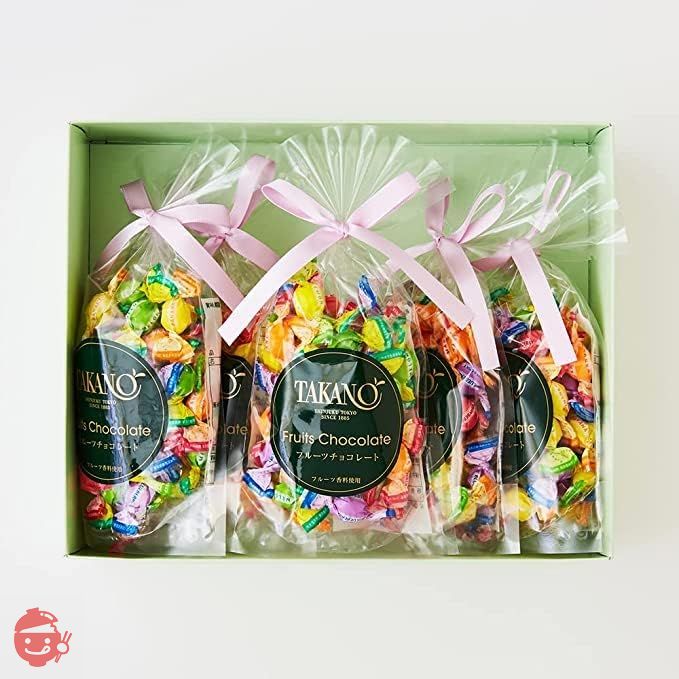 商品名：新宿高野 フルーツチョコレート 5入ギフト（プレゼント袋付） SPリボン (400g / 80g×5袋) かわいい 個包装 チョコレート ギフトの画像
