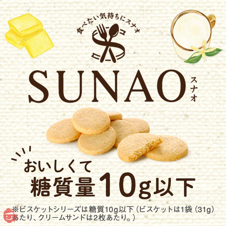 江崎グリコ SUNAO(スナオ) クリームサンド レモン&バニラ 6枚×7個 1枚あたり糖質4.5gの画像