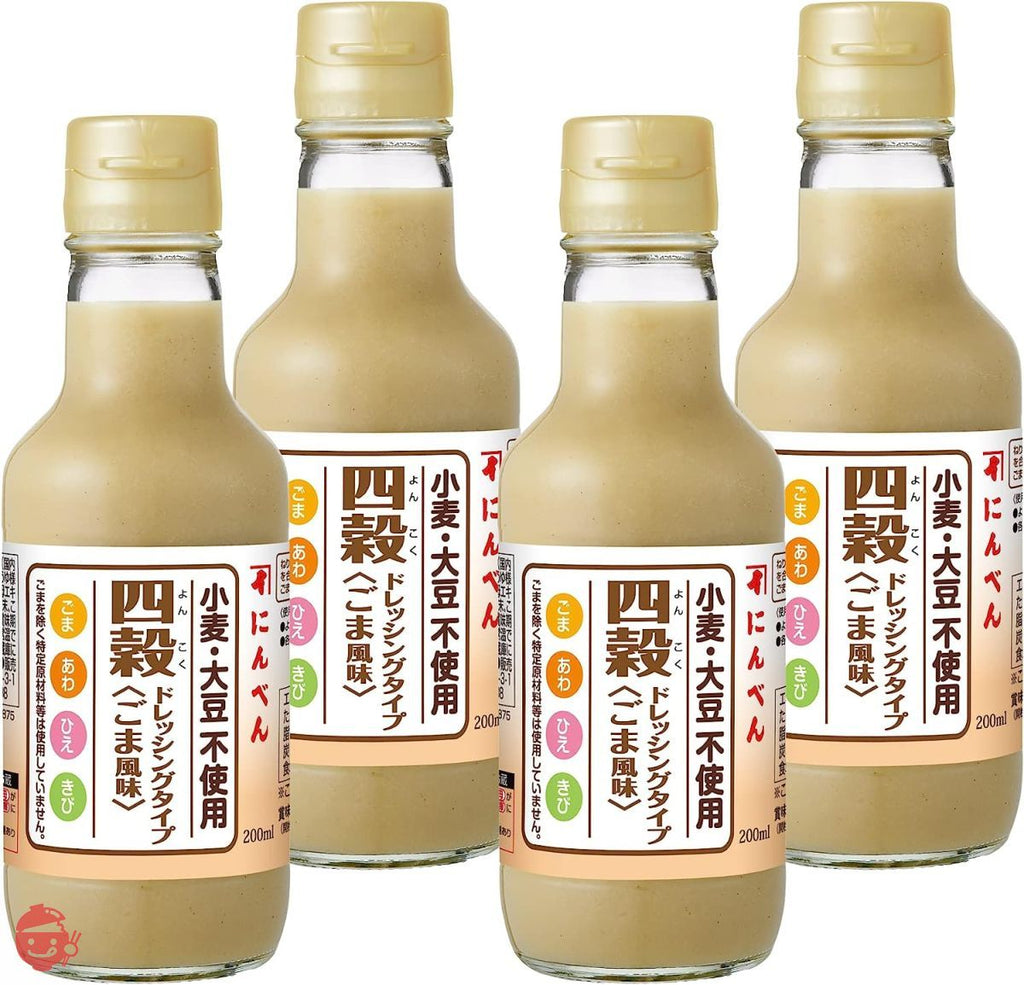 忍本四谷调料型芝麻味200ml x 4 瓶[鲣鱼片、芝麻酱、调味蔬菜、不含麸