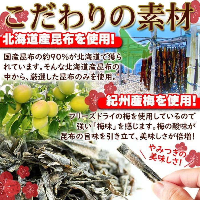 天然生活 おしゃぶり昆布梅味 (100ｇ) 北海道産 昆布 紀州産 梅 訳あり 切れ端 端材 業務用 簡易包装 食物繊維 カルシウムの画像