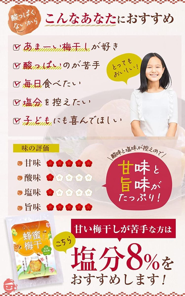 訳あり喜保屋 蜂蜜檸檬梅 梅干し 【隠し味に檸檬を使用して爽やかな甘み】紀州南高梅 はちみつ梅 塩分3% 400g×1個の画像