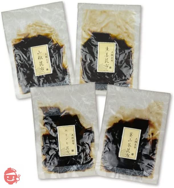 [天満大阪昆布]【添加物不使用 やわらか昆布 佃煮 4種セット(エリンギ昆布 90g、茎わさび昆布 90g、山椒昆布 100g、生姜昆布 90g)】 飯のおともに お土産 国産の画像