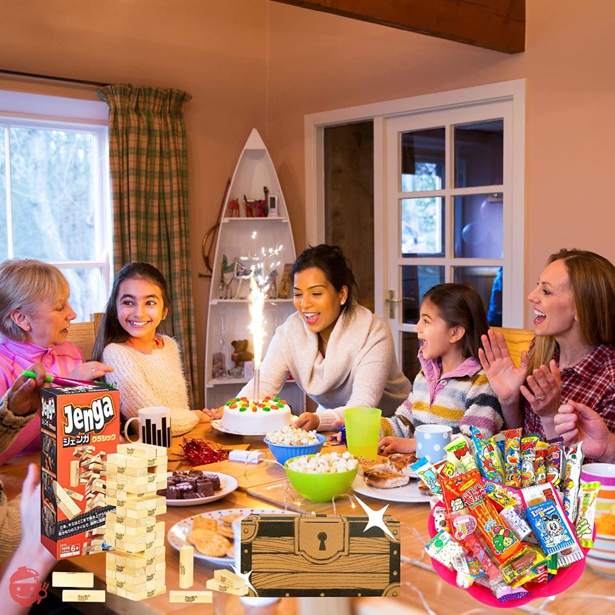 50 types of candy 55 points + toy balance game Jenga Classic A2120