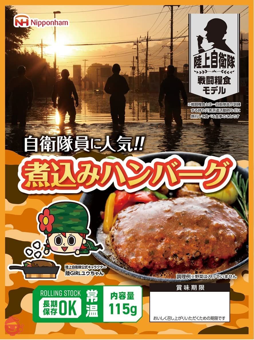 日本ハム 陸上自衛隊 戦闘糧食モデル 保存食×20食セット (煮込みハンバーグ)の画像
