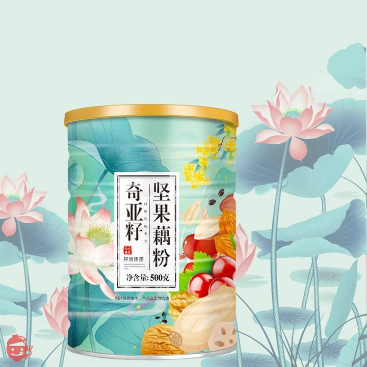 奇亚籽坚果藕粉 500g/缶 健康养生 代餐粥 营养早餐 速食 chia seed 中国食品 れんこんパウダー レンコンパウダー れんこん 水果 西湖蓮根粉 零食 小吃 お菓子 速溶莲藕羹粉 饱腹 沖飲谷物 甘い香りのモクセイナッツ レンコンでんぷん レンコンでんぷんを醸造 ハスの実の粉 ファイブグレインスープ フルーツスープ(1缶 ファインパウダー)の画像